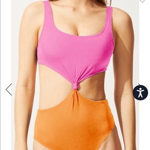 Solid & Stripe Swimsuit with knot front